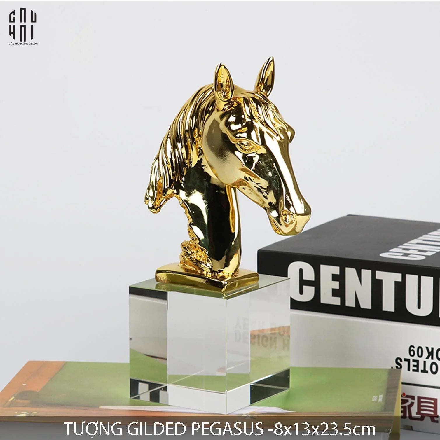 Tượng Trang Trí Đầu Ngựa Gilded Pegasus-TƯỢNG TRANG TRÍ-CẬU HAI HOME DECOR