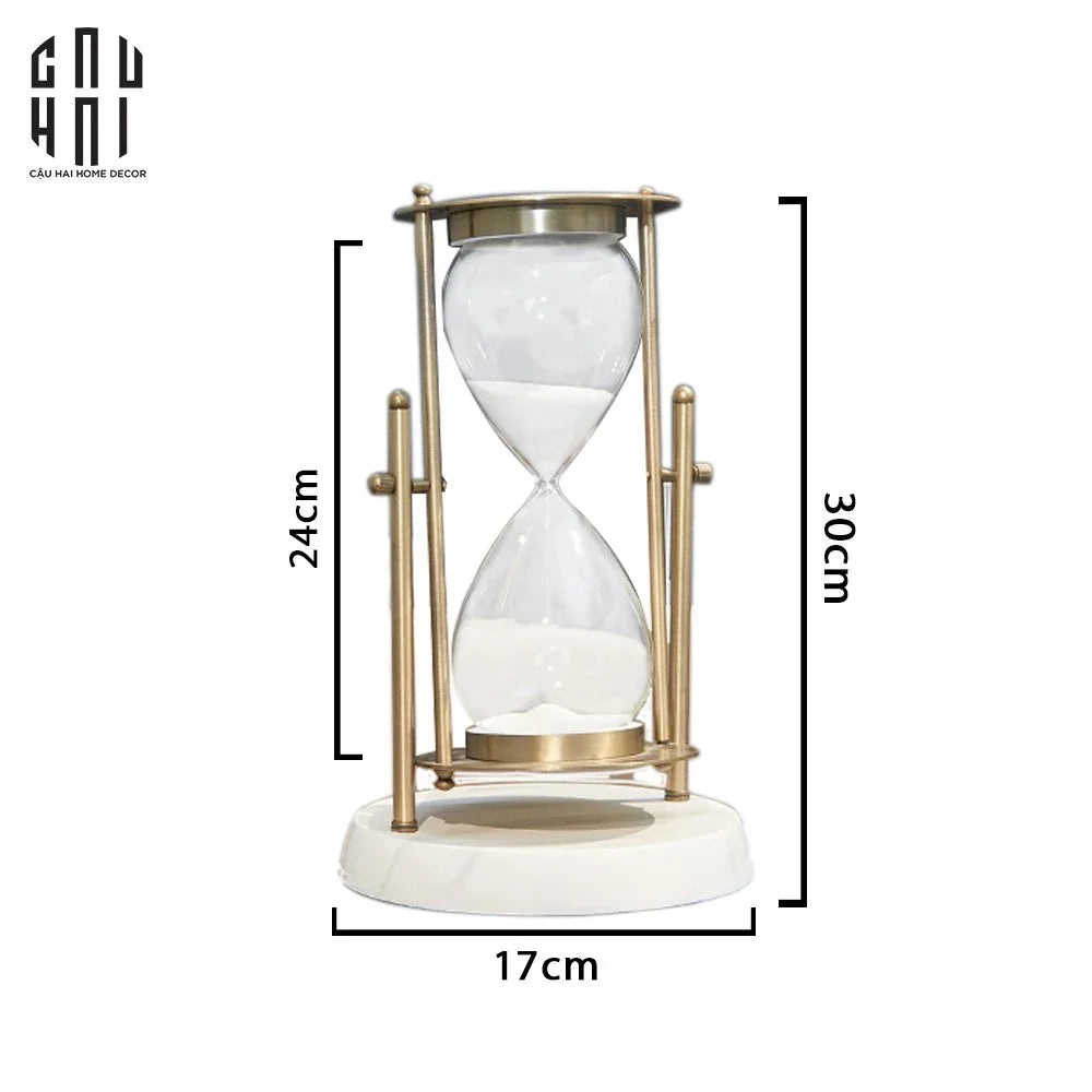 Tượng Trang Trí Đồng Hồ Cát Devian Marble Premium 17x30-CẬU HAI HOME DECOR