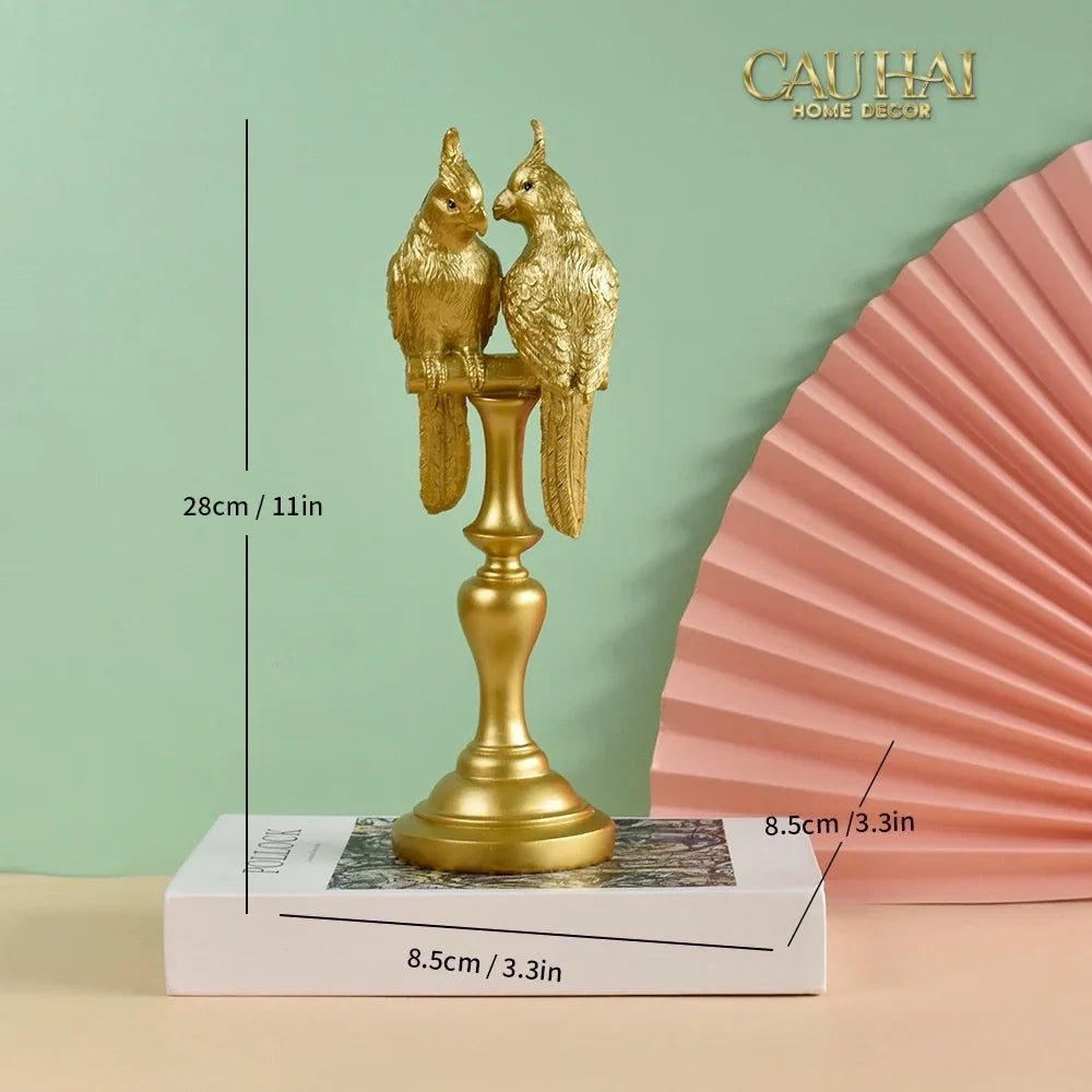 Tượng Vẹt Mào Duo Cockatoo H28 Aurum-TƯỢNG TRANG TRÍ-CẬU HAI HOME DECOR