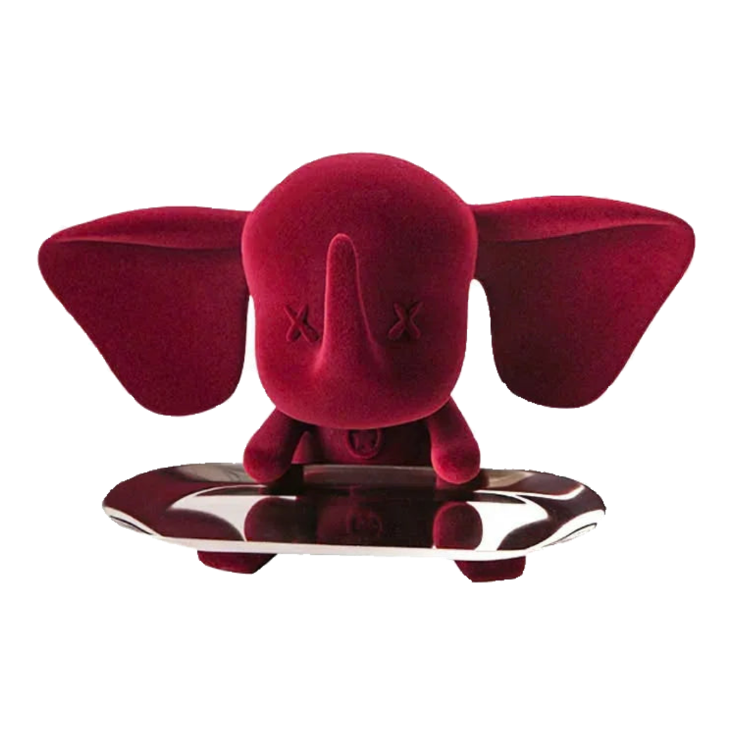 Tượng Voi Nhung Đỏ - Figurine Ceramic Bordeaux Velvet Elephant