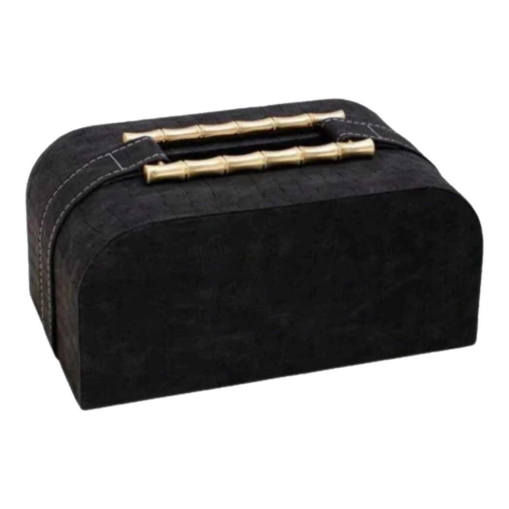 Maison Couture - Hộp Khăn Giấy Gỗ Sồi Bọc Da Cao Cấp Bamboo Signature Saddles - Savoir  / Ivoire 22x13