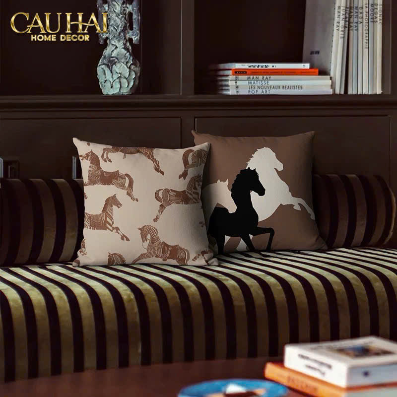 VỎ GỐI CANVAS FIBER DOU CAVALIÈRE BRUN 45-3- Cậu Hai Home Decor
