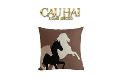 Vỏ Gối Canvas Fiber Dou Cavalière Brun 45-CẬU HAI HOME DECOR
