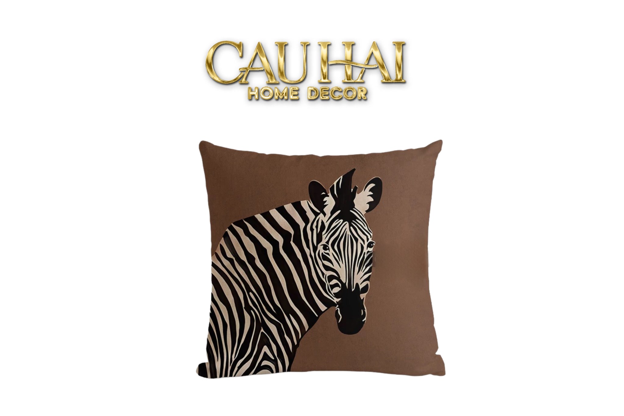 VỎ GỐI CANVAS FIBER ZÈBRE BRUN 45-1- Cậu Hai Home Decor