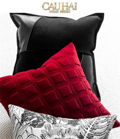 Vỏ Gối Canvas Intrecciato Lux Leather Phantom 50-CẬU HAI HOME DECOR