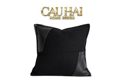 Vỏ Gối Canvas Intrecciato Lux Leather Phantom 50-CẬU HAI HOME DECOR