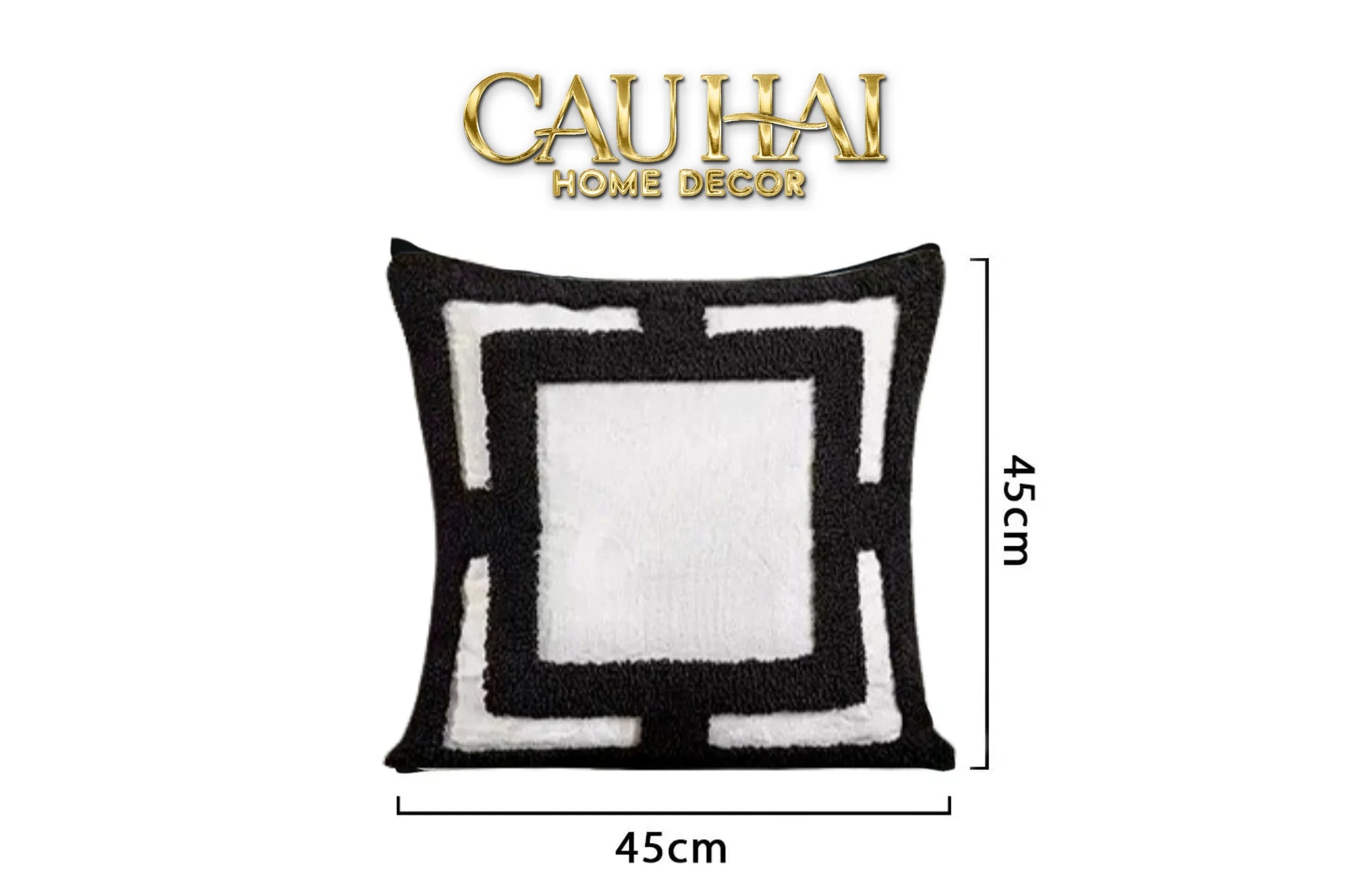 Vỏ Gối Canvas Mono Geometric Border 45-VỎ GỐI-CẬU HAI HOME DECOR
