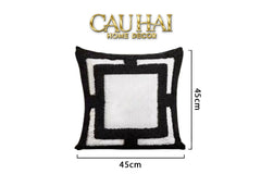Vỏ Gối Canvas Mono Geometric Border 45-VỎ GỐI-CẬU HAI HOME DECOR