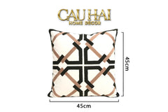Vỏ Gối Canvas Mono Geometric Border 45-VỎ GỐI-CẬU HAI HOME DECOR