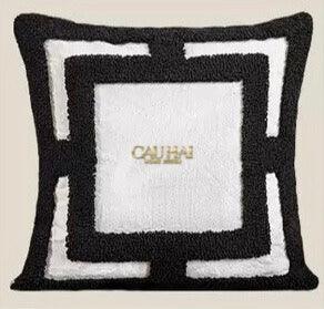 Vỏ Gối Canvas Mono Geometric Border 45-VỎ GỐI-CẬU HAI HOME DECOR