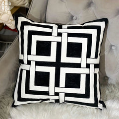Vỏ Gối Canvas Mono Geometric Border 45-VỎ GỐI-CẬU HAI HOME DECOR