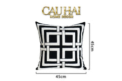 Vỏ Gối Canvas Mono Geometric Border 45-VỎ GỐI-CẬU HAI HOME DECOR