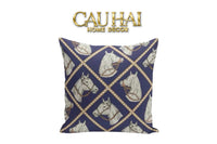 Vỏ Gối Canvas Navy Wisteria Pegasus 45-CẬU HAI HOME DECOR