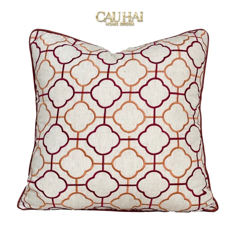 Vỏ Gối Canvas Quatrefoil Interlace 45-VỎ GỐI-CẬU HAI HOME DECOR