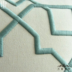 Vỏ Gối Canvas Thêu 3D Turquoise Lattice Trellis 45-VỎ GỐI-CẬU HAI HOME DECOR
