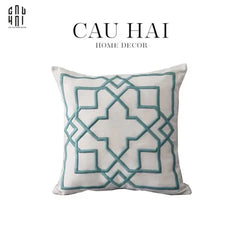 Vỏ Gối Canvas Thêu 3D Turquoise Lattice Trellis 45-VỎ GỐI-CẬU HAI HOME DECOR