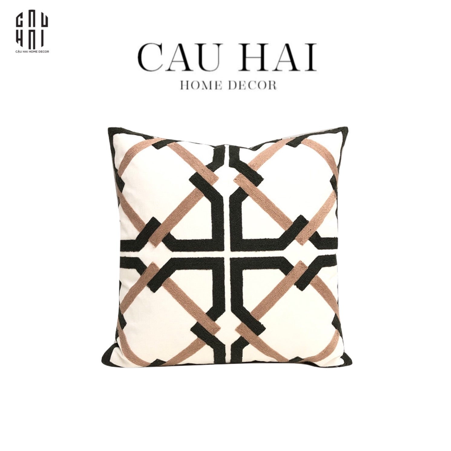 VỎ GỐI CANVAS THÊU NỔI ENDURANCE - CẬU HAI HOME DECOR