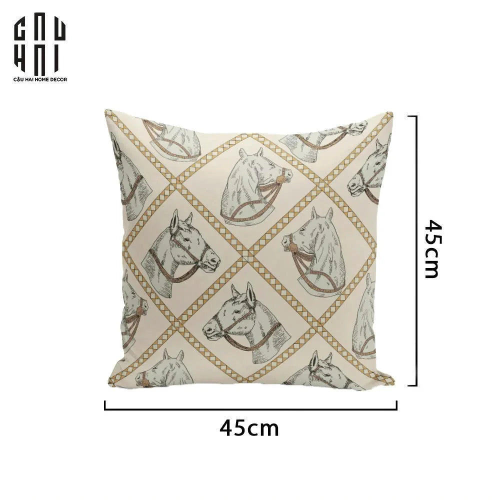 Vỏ Gối Canvas White Pegasus 45.-CẬU HAI HOME DECOR