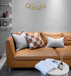 Vỏ Gối Cavalier Checkerboard Ébène Brun Art Cushion 45-VỎ GỐI-CẬU HAI HOME DECOR