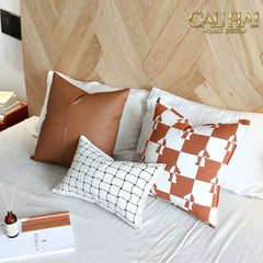 Vỏ Gối Cavalier Checkerboard Ébène Brun Art Cushion 45-VỎ GỐI-CẬU HAI HOME DECOR