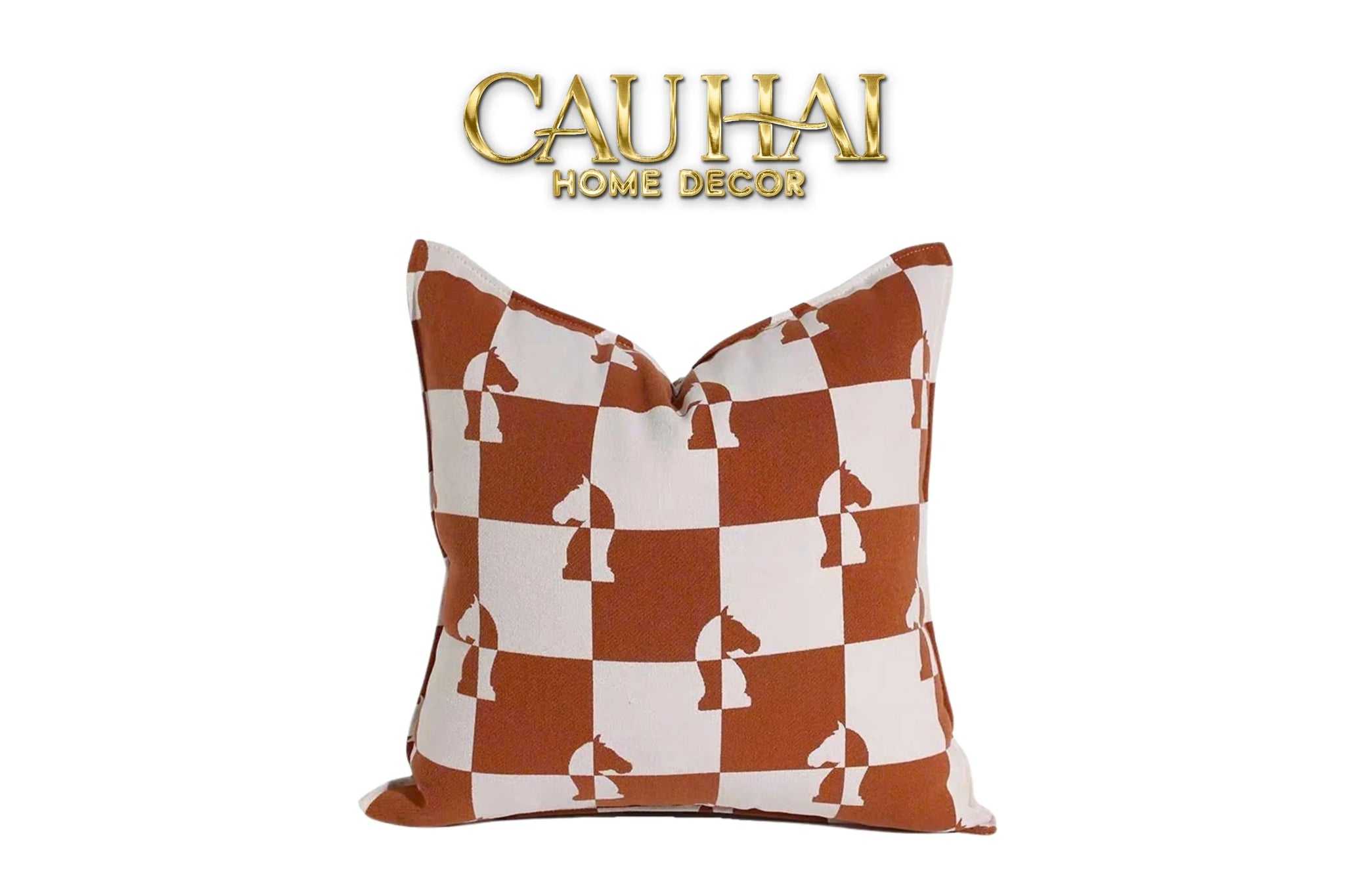 Vỏ Gối Cavalier Checkerboard Ébène Brun Art Cushion 45-CẬU HAI HOME DECOR