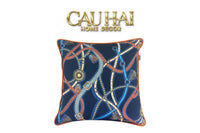 Vỏ Gối Cotton Satin Les Rênes Équestres - Bleu Indigo 45-VỎ GỐI-CẬU HAI HOME DECOR