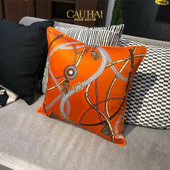 Vỏ Gối Cotton Satin Les Rênes Équestres - Vermillion 45-VỎ GỐI-CẬU HAI HOME DECOR