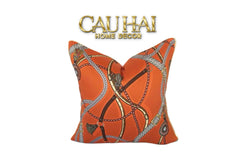 Vỏ Gối Cotton Satin Les Rênes Équestres - Vermillion 45-VỎ GỐI-CẬU HAI HOME DECOR