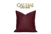 Vỏ Gối Da Burgundy Intrecciato Lattice 45-VỎ GỐI-CẬU HAI HOME DECOR