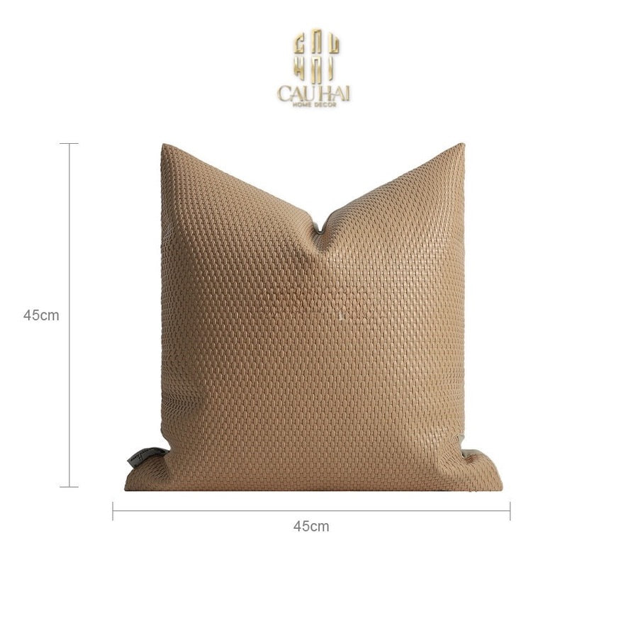 Vỏ Gối Da Woven Caramel 45 - CẬU HAI HOME DECOR
