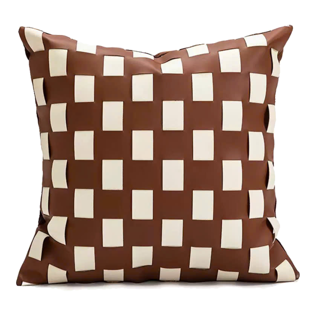 Vỏ Gối Géométrique Cognac Ivory 45x45
