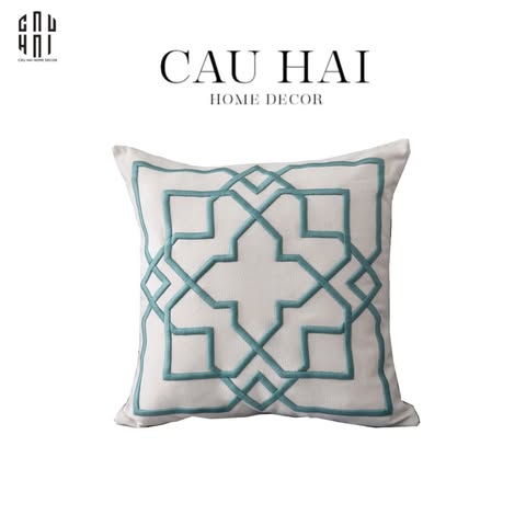 VỎ GỐI HOẠ TIẾT THÊU GATOR LATTICE - CẬU HAI HOME DECOR