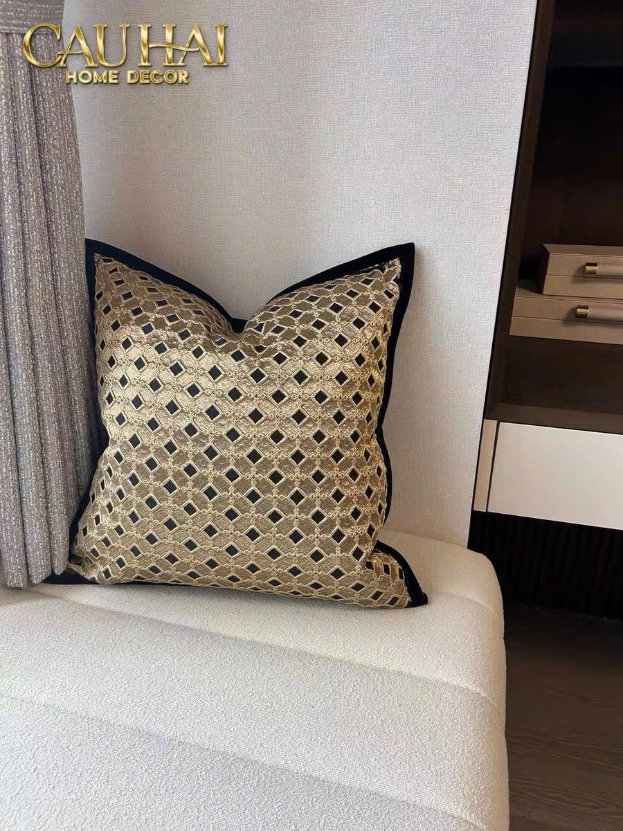 VỎ GỐI JACQUARD D’OR LATTICE 50-5- Cậu Hai Home Decor