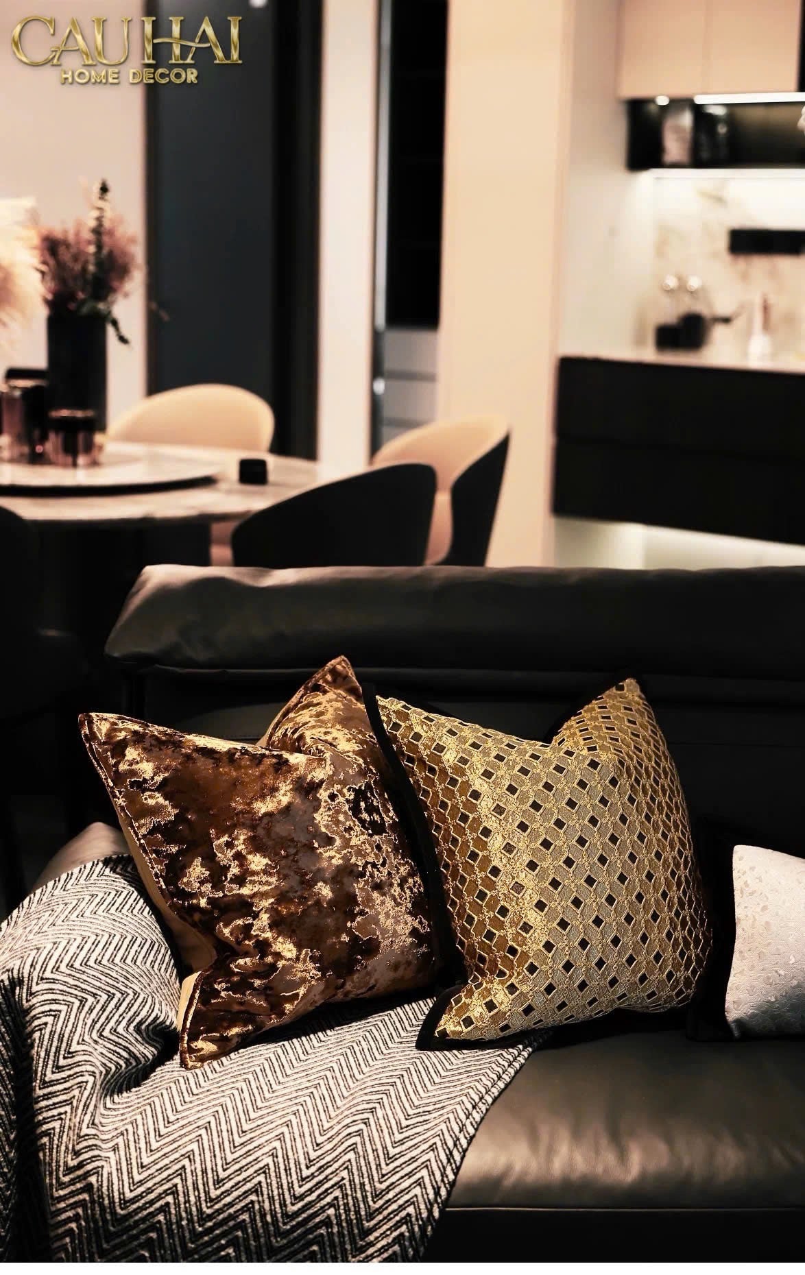 VỎ GỐI JACQUARD D’OR LATTICE 50-8- Cậu Hai Home Decor