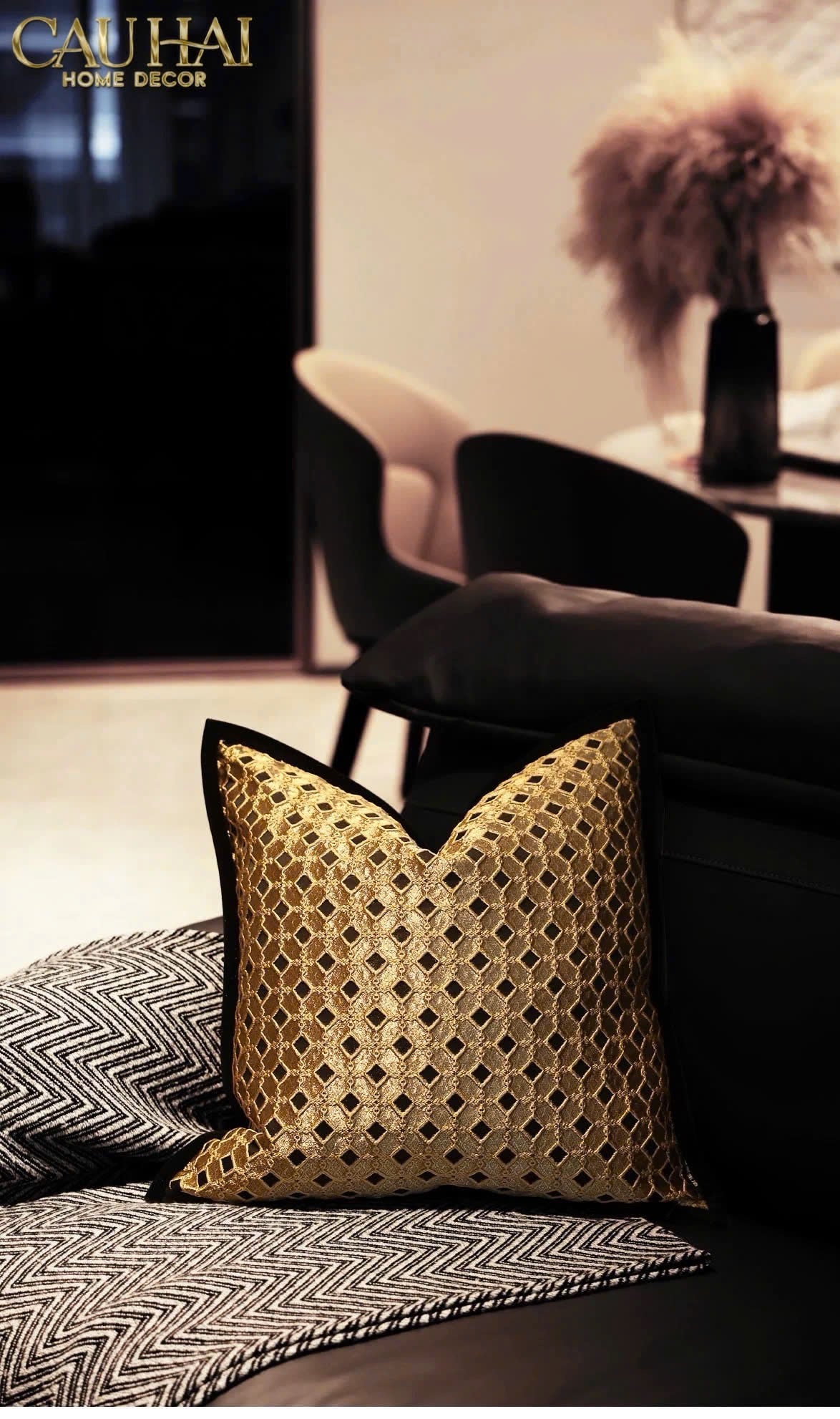 VỎ GỐI JACQUARD D’OR LATTICE 50-9- Cậu Hai Home Decor