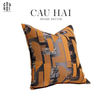 Vỏ Gối Jacquard Orange Silk Gallop 50x50-VỎ GỐI-CẬU HAI HOME DECOR