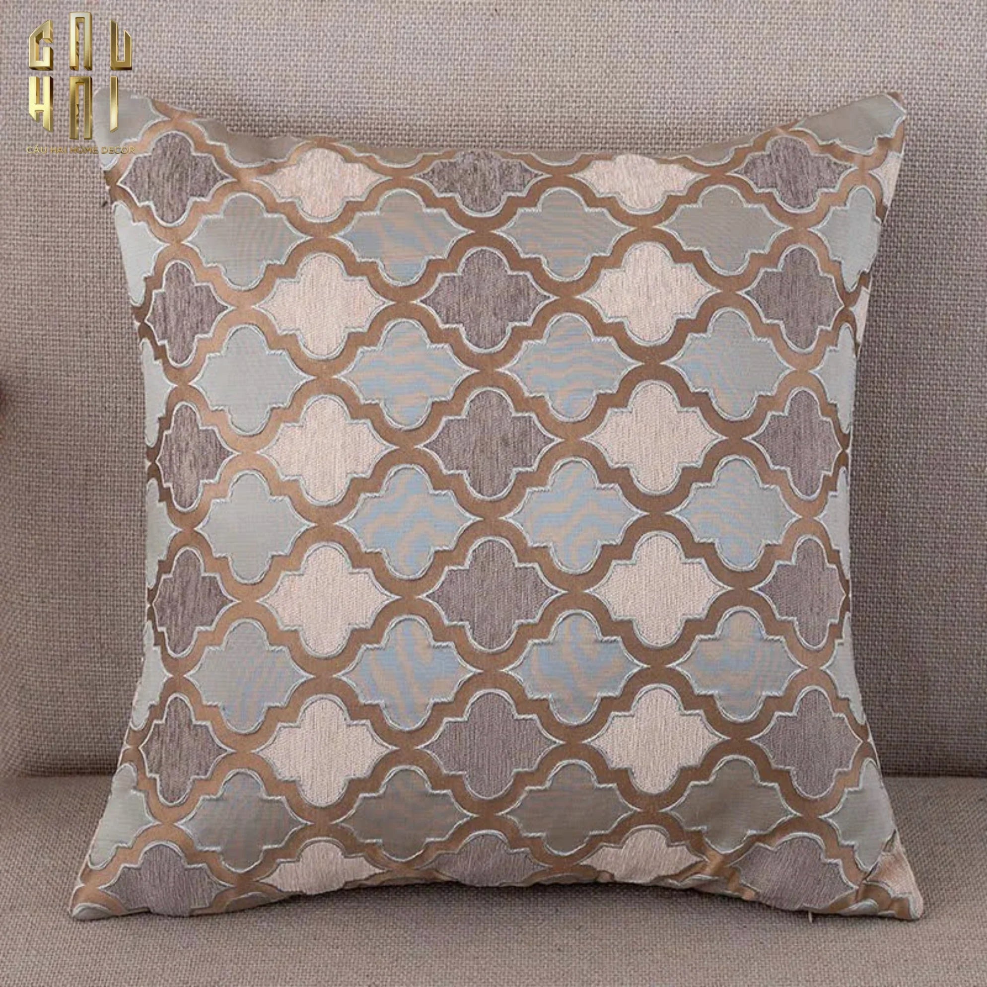Vỏ Gối Jacquard Silk Gris Avalon 45.-CẬU HAI HOME DECOR