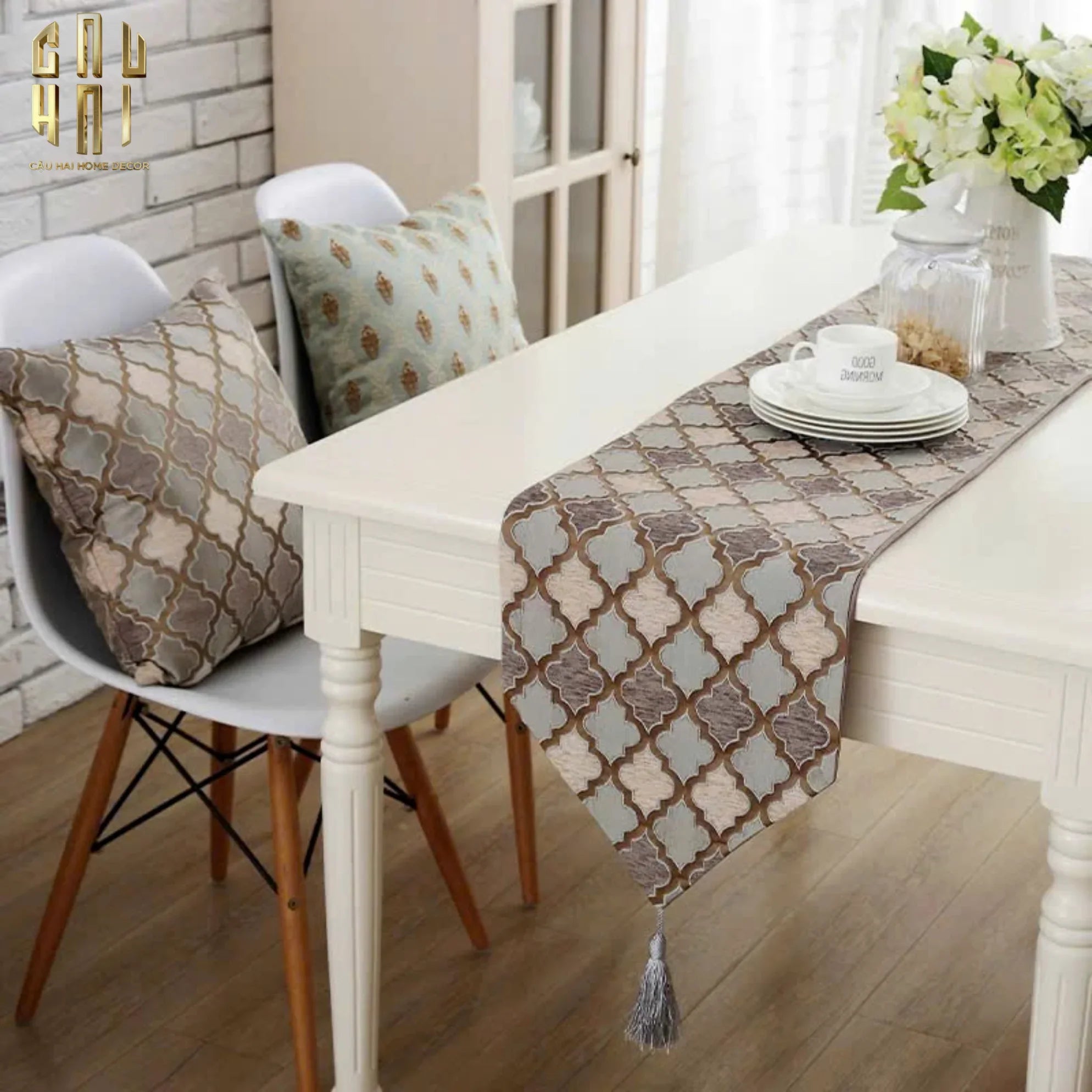 Vỏ Gối Jacquard Silk Gris Avalon 45.-CẬU HAI HOME DECOR