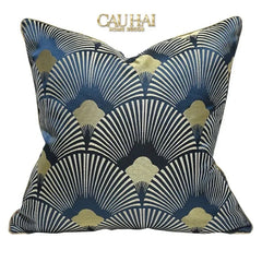 Vỏ Gối Jacquard St Patrick Blue D'Or Art Déco Fan 45-VỎ GỐI-CẬU HAI HOME DECOR