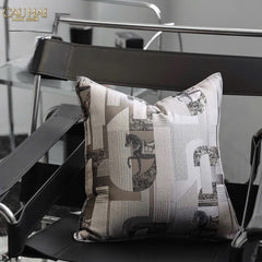 Vỏ Gối Jacquard White Silk Gallop 50x50-CẬU HAI HOME DECOR