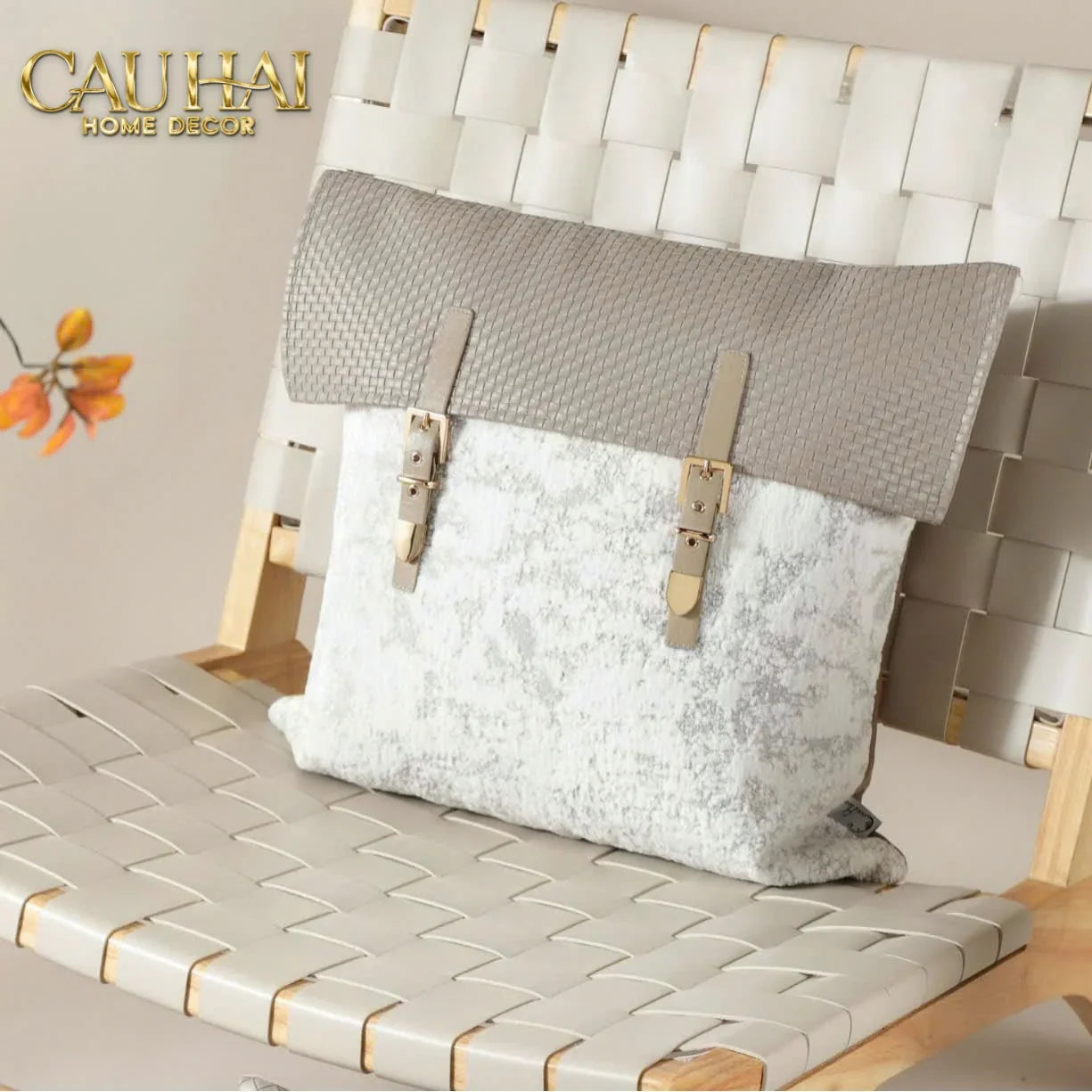 Vỏ Gối Latte Intrecciato Jardin D'Or Tonkin 45-CẬU HAI HOME DECOR