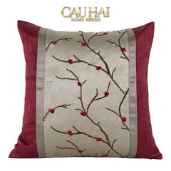 Vỏ Gối Lụa Fleurs De Soie Cramoisies 45-VỎ GỐI-CẬU HAI HOME DECOR