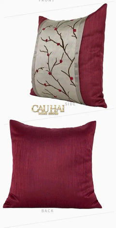 Vỏ Gối Lụa Fleurs De Soie Cramoisies 45-VỎ GỐI-CẬU HAI HOME DECOR