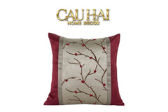 Vỏ Gối Lụa Fleurs De Soie Cramoisies 45-VỎ GỐI-CẬU HAI HOME DECOR