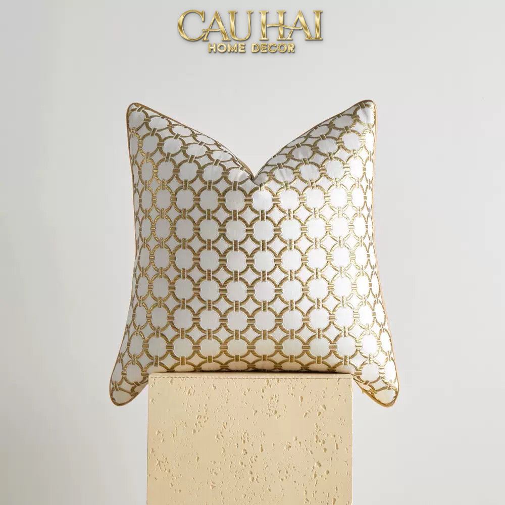 Vỏ Gối Lụa Jacquard D'Or Orion Chain Motif 45-VỎ GỐI-CẬU HAI HOME DECOR