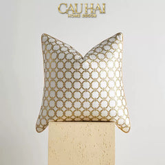 Vỏ Gối Lụa Jacquard D'Or Orion Chain Motif 45-VỎ GỐI-CẬU HAI HOME DECOR