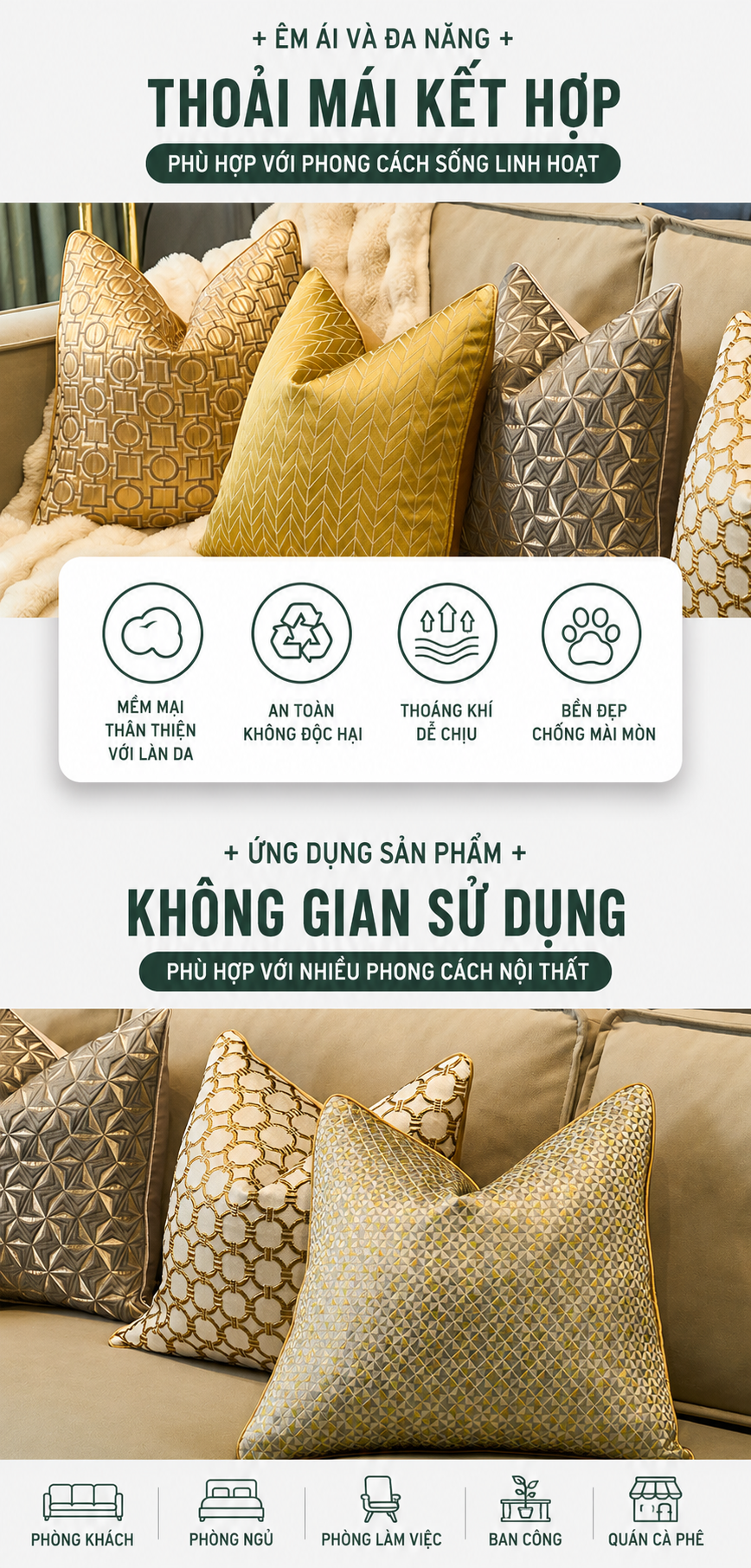 Vỏ Gối Lụa Jacquard D'Or Orion Chain Motif 45-VỎ GỐI-CẬU HAI HOME DECOR
