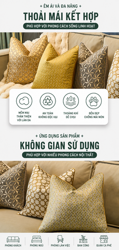Vỏ Gối Lụa Jacquard D'Or Orion Chain Motif 45-VỎ GỐI-CẬU HAI HOME DECOR