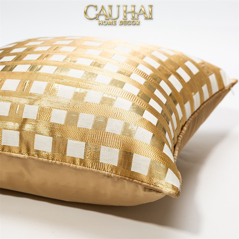 Vỏ Gối Lụa Jacquard Fence 50-VỎ GỐI-CẬU HAI HOME DECOR