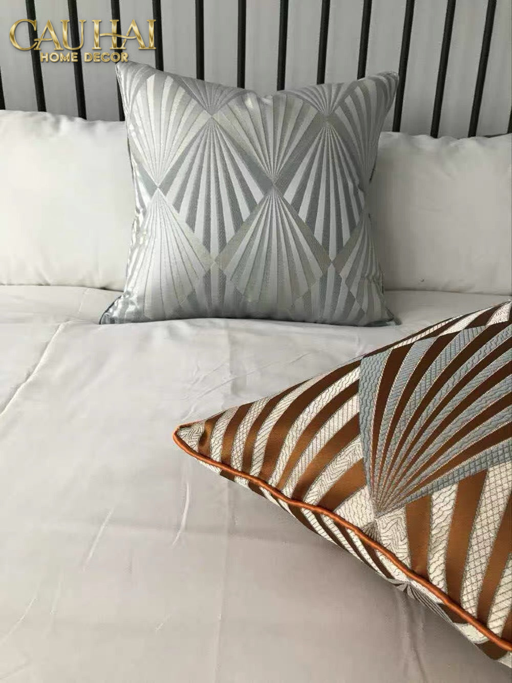 Vỏ Gối Lụa Jacquard Sterling Sunburst 45-VỎ GỐI-CẬU HAI HOME DECOR